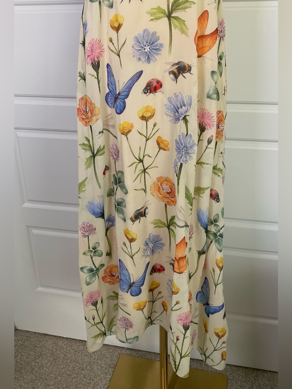 Anthropologie Pankaj & Nidhi Butterfly Garden Beaded Midi Dress NWT 6 - Picture 5 of 15